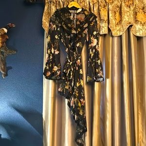 Black Floral Asymmetrical Dress